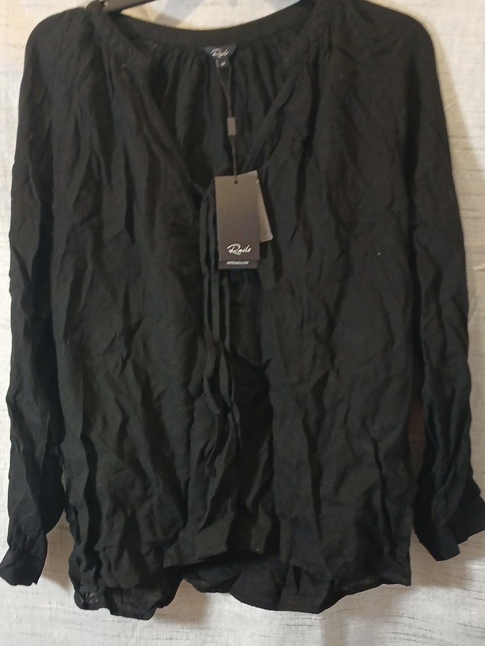 Rails Black Long-Sleeve Blouse Sz M NWT